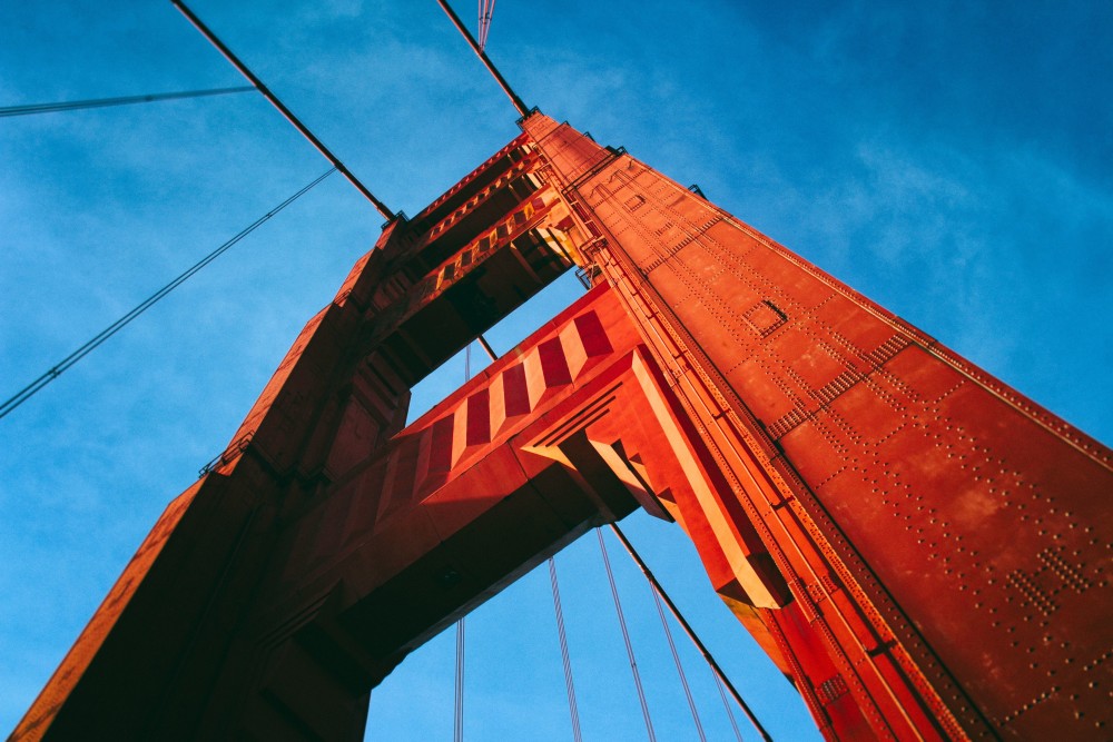 Public Domain Images - Golden Gate Bridge Orange Blue Sky Cables