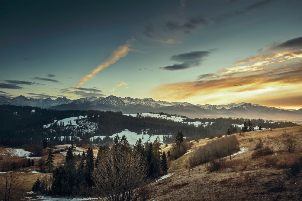 Public Domain Images - Mountain Snow Peak Evening Sunset Clouds Valley