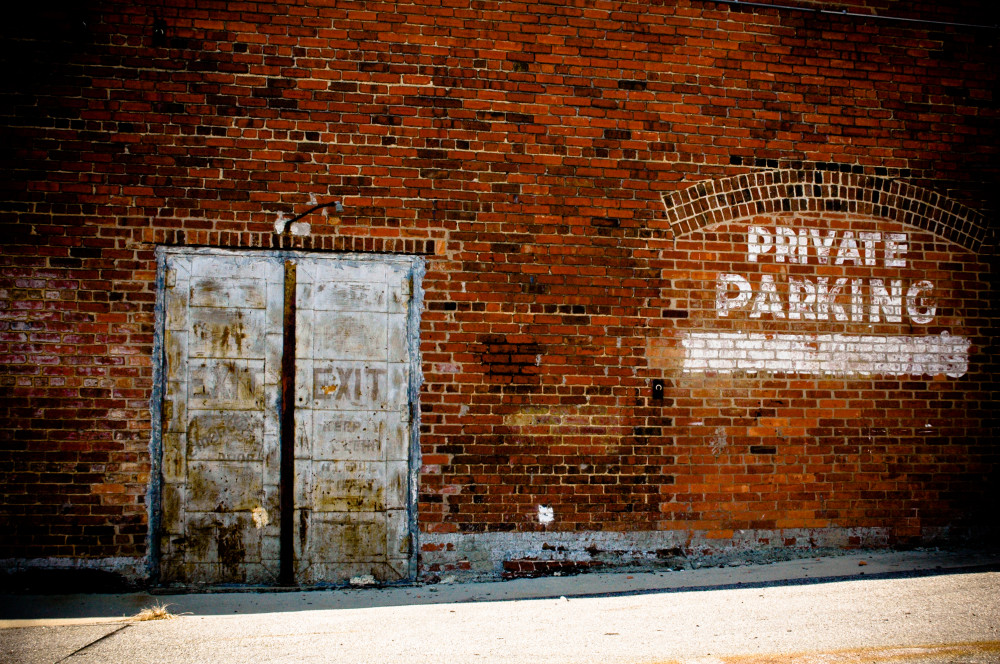 Public Domain Images - Brick Wall Rustic Old Metal Doors Private Parking